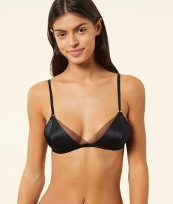 Triangle Sans Armatures En Soie Détails Tulle