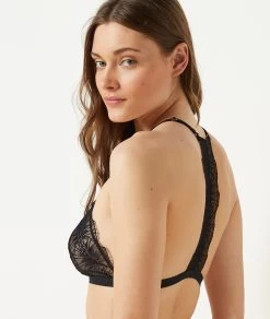 Triangle Sans Armatures En Tulle Brodé