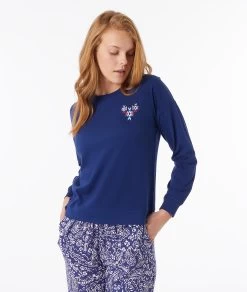 T-shirt Manches Longues Imprimé 100% Coton Biologique -Chic Lingerie Soldes 653774925 c