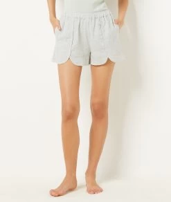 Short De Pyjama En Lin Melangé