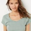 T-shirt En Maille Pointelle 100% Coton -Chic Lingerie Soldes 654069744 x