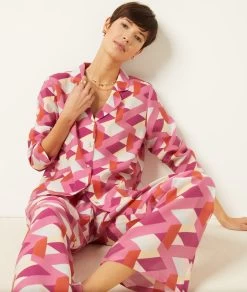 Chemise De Pyjama Satinée Imprimée 11 Chemise De Pyjama Satinée Imprimée -Chic Lingerie Soldes 654137564 c